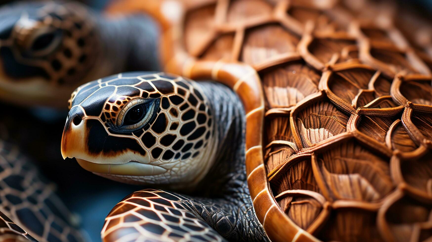 Close-up of the intricate details of a sea turtles shell photo