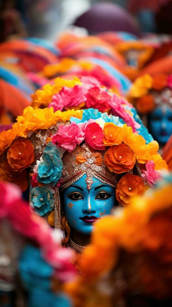 Colorful umbrellas and costumes fill the streets at Mumbai Carnival in India photo