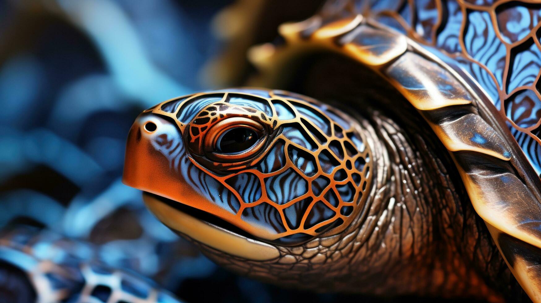 Close-up of the intricate details of a sea turtles shell photo
