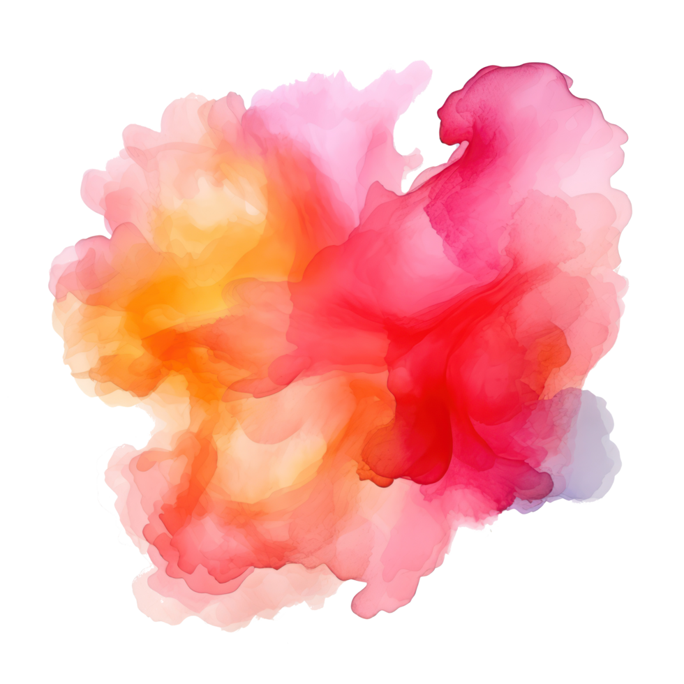 Pink and orange abstract watercolor shape isolated png