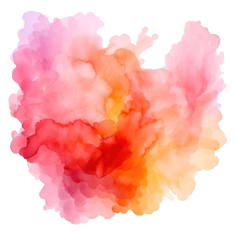 Pink and orange abstract watercolor shape isolated png