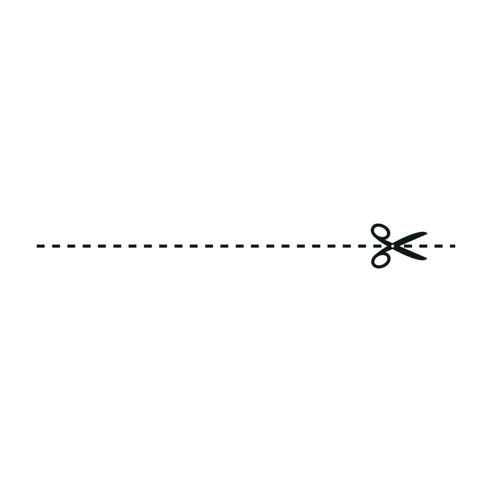 Cut line icon with scissor, cut here guidance, scissors and dash. Coupon mark and symbol for cropping, signifying voucher. Flat vector illustrations isolated in background.