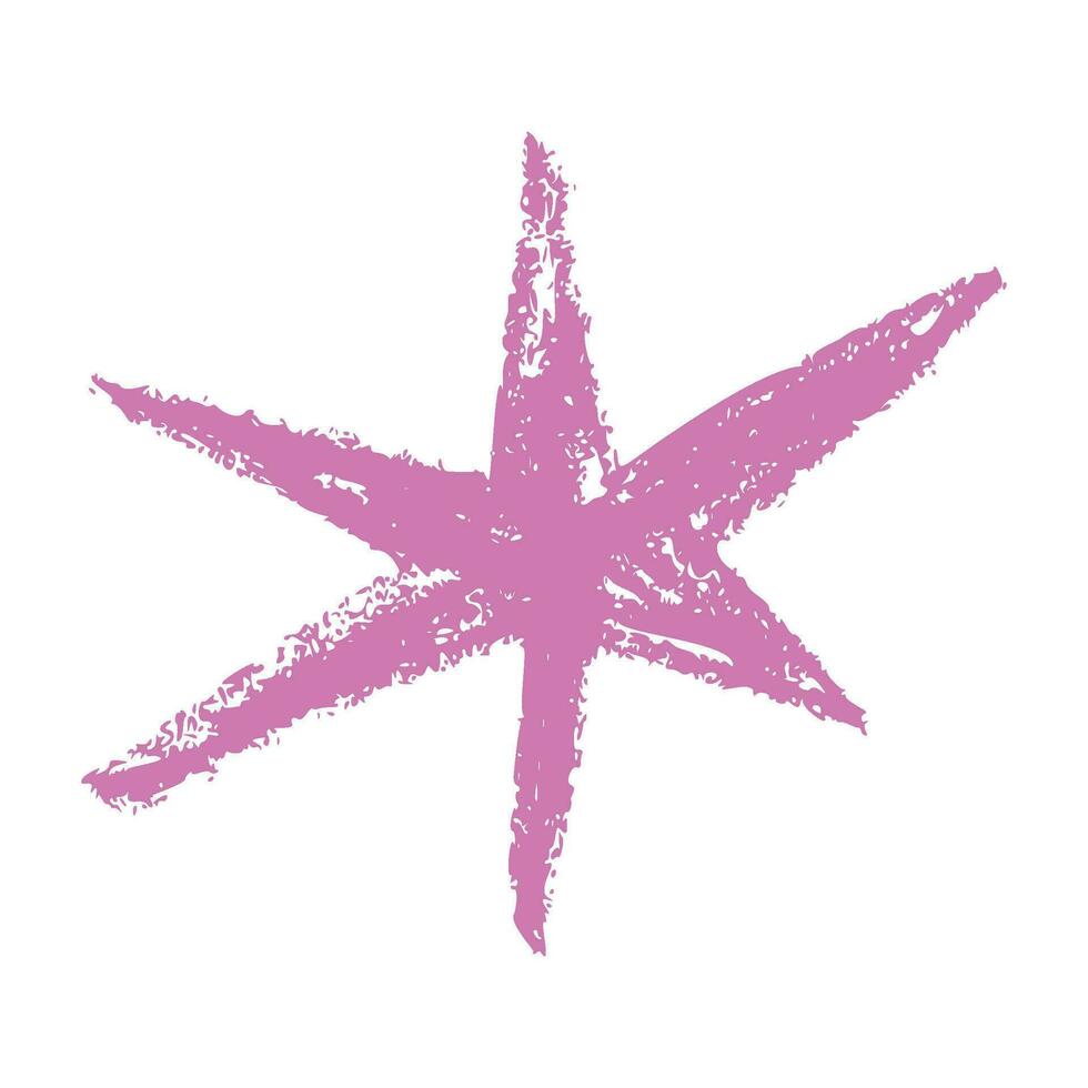 Shape elements, abstract. Graphic pink stars among scribble doodles, color collage. Flat vector illustrations isolated on white background