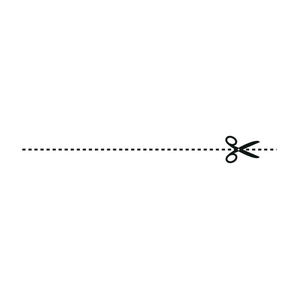 Cut line icon with scissor, cut here guidance, scissors and dash. Coupon mark and symbol for cropping, signifying voucher. Flat vector illustrations isolated in background.