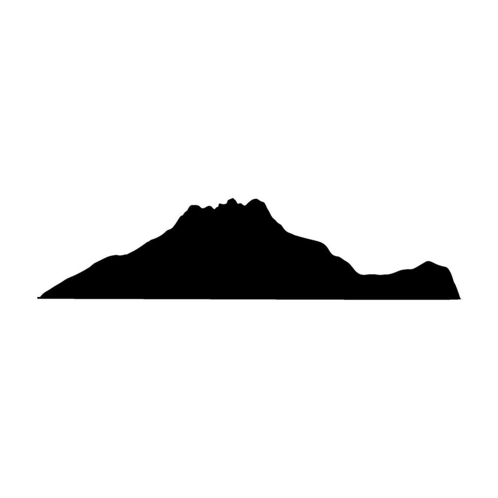 montaña icono con Nevado rango silueta. Alpes, colina, negro rock y blanco paisaje, glacial montar. plano vector ilustraciones aislado en antecedentes.