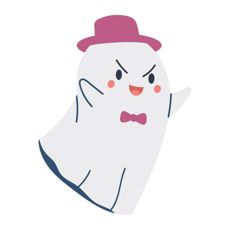 Kawaii ghosts collection. Halloween character set with scary and spooky faces. Isolated vector illustrations on a white background.