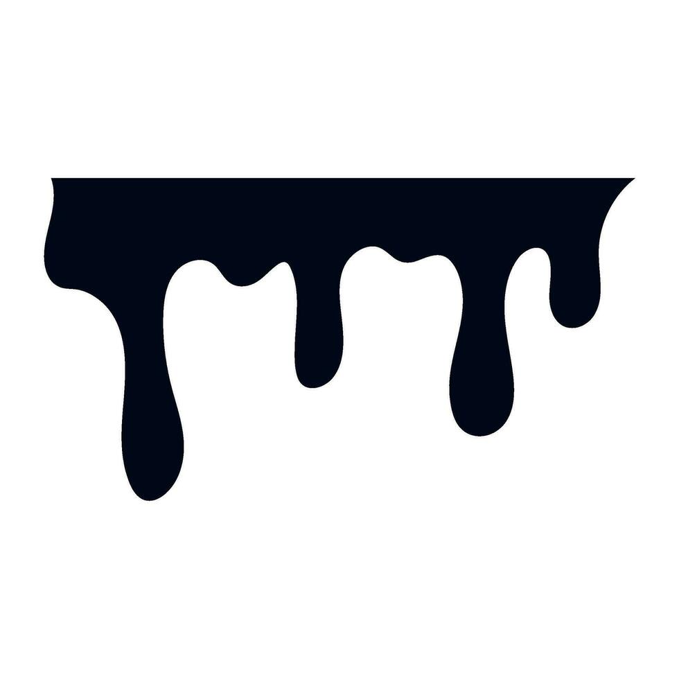 Black melt drips. Current paint or blood drop, oil flow, liquid caramel, ink, chocolate sauce splash. Vector illustration
