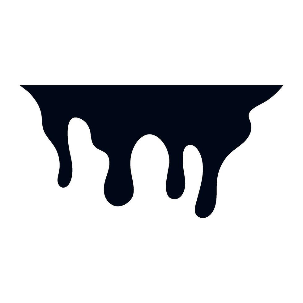 Black melt drips. Current paint or blood drop, oil flow, liquid caramel, ink, chocolate sauce splash. Vector illustration