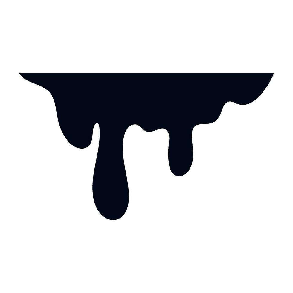 Black melt drips. Current paint or blood drop, oil flow, liquid caramel, ink, chocolate sauce splash. Vector illustration