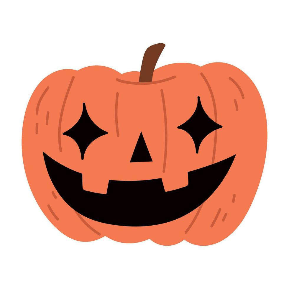 linda Víspera de Todos los Santos calabaza colocar. sonriente dibujos animados linterna caras. helloween fiesta caracteres en el forma de calabaza plano ilustraciones aislado en blanco antecedentes. vector