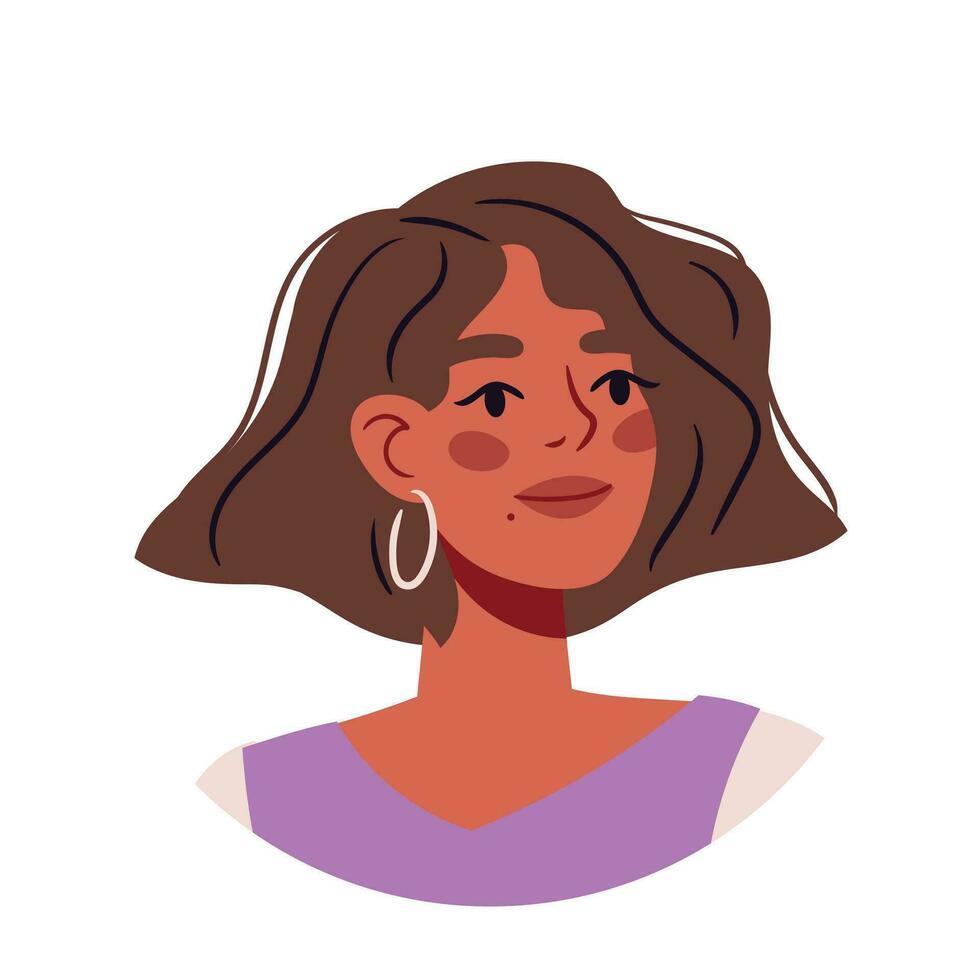 portraits people. Happy woman avatars. Different round face profiles with multiracial persons. Female avatars bundle. Flat vector illustrations