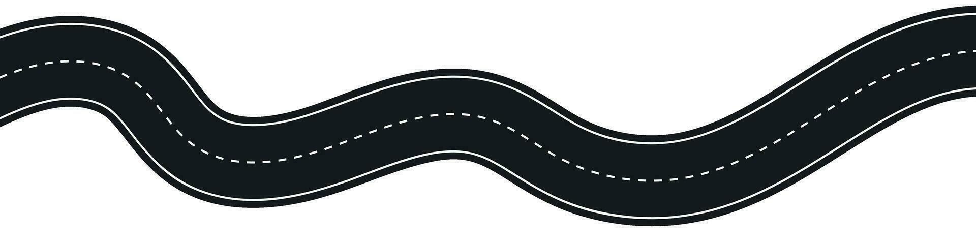 Winding highway road from top view. Flat vector illustration isolated on white background.