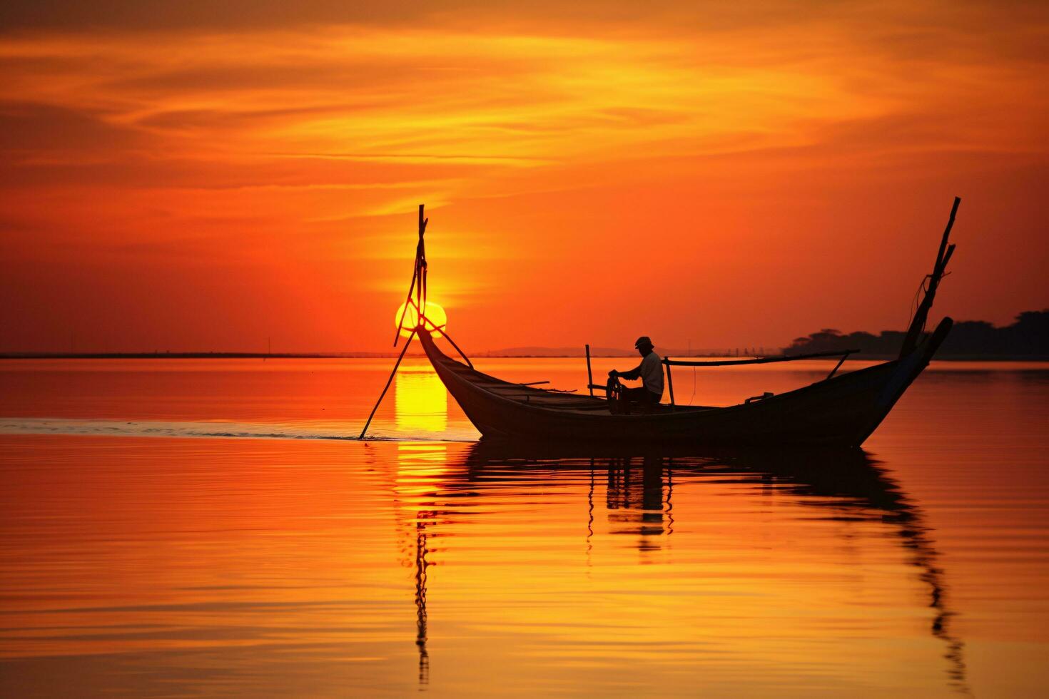 beauty of a golden sunset on a quiet beach, with warm colors reflected in the calm waters, ai generated photo