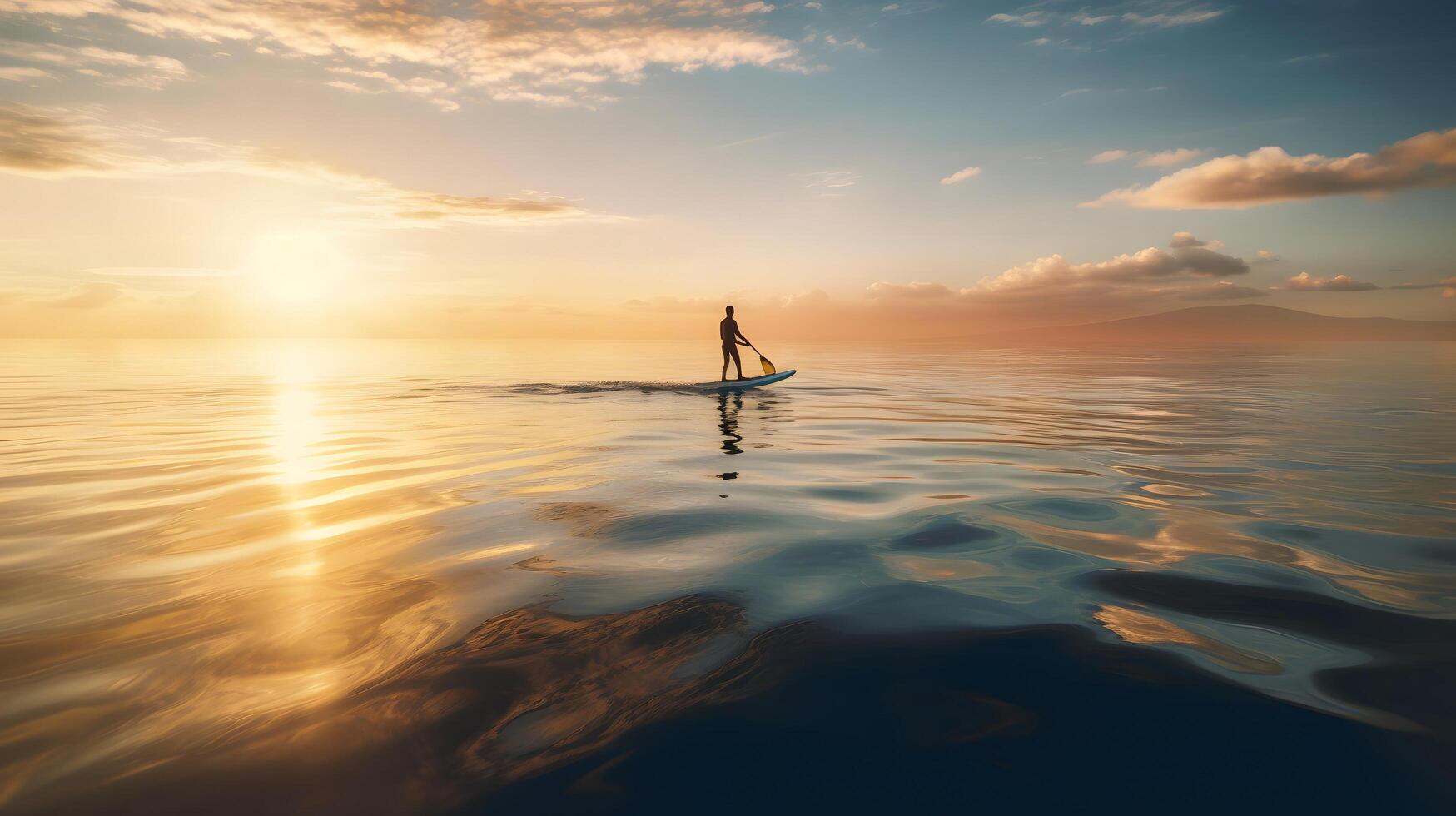 a beautiful young woman is standing on the sea at the evening, sunset , photo