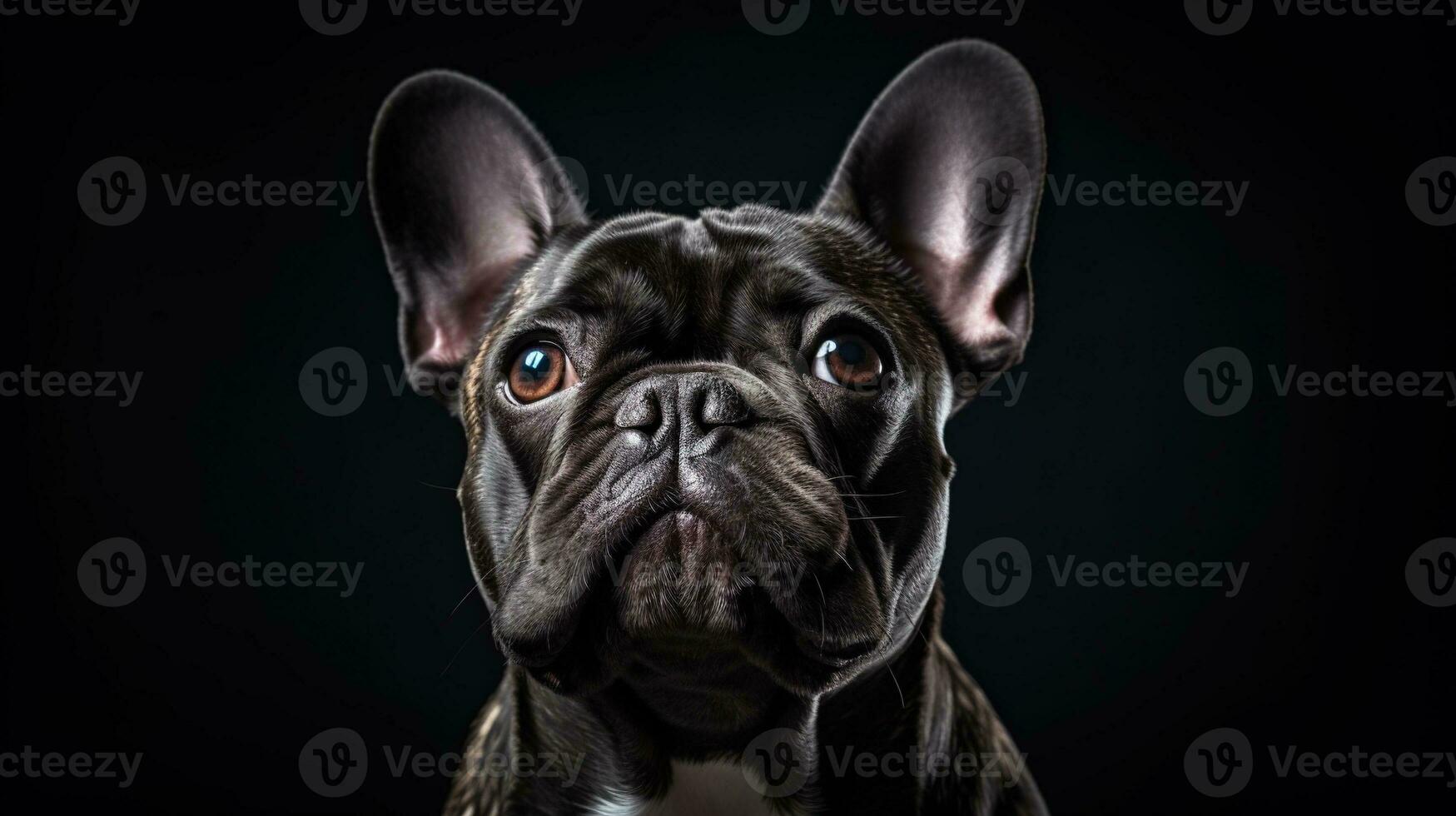 french bulldog portrait on black background Generative AI, AI Generated photo