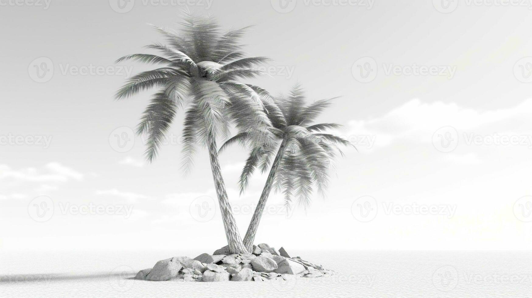 3 d render. abstract background of coconut trees. palm trees and tropical plants Generative AI, AI Generated photo