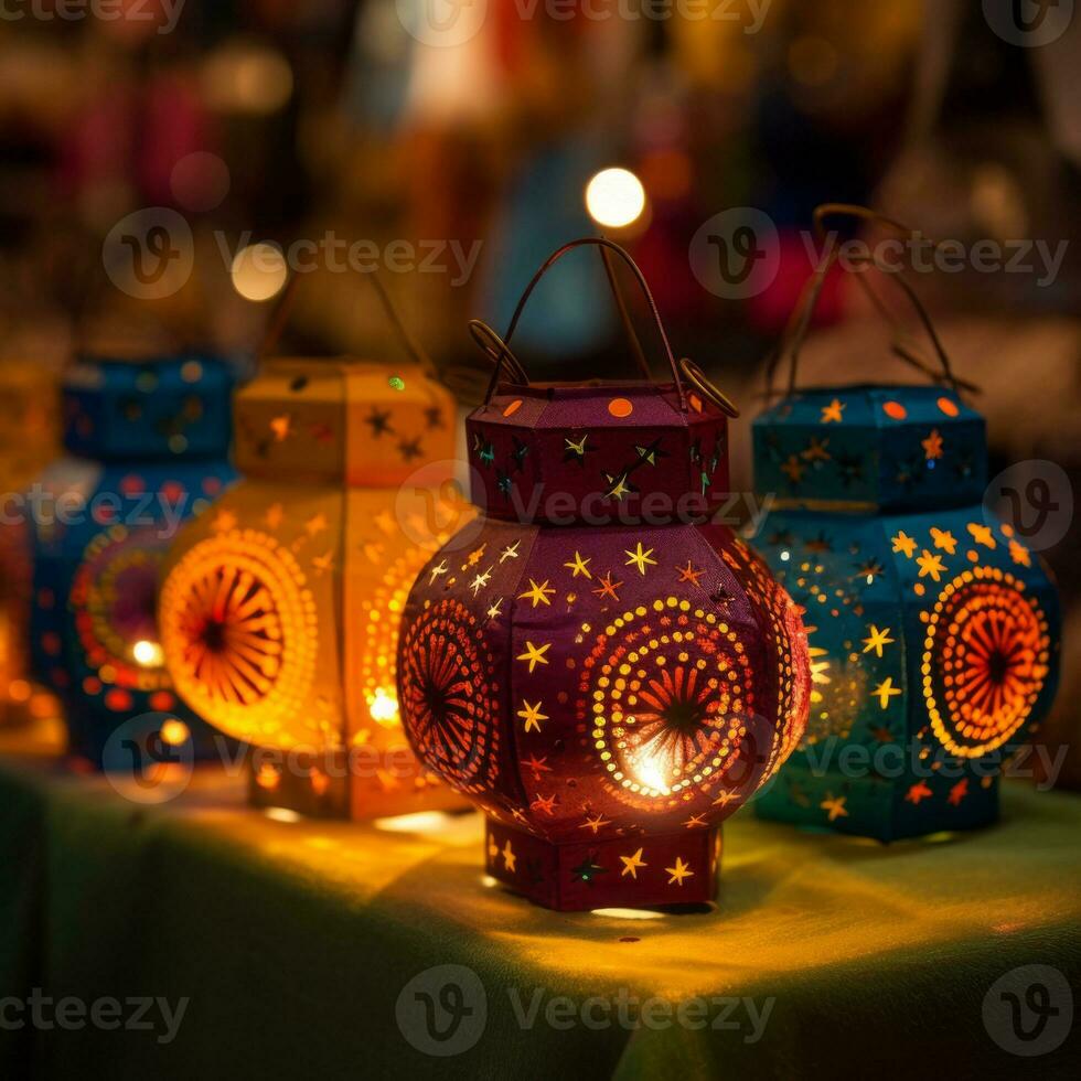 noche mercado linternas bali foto