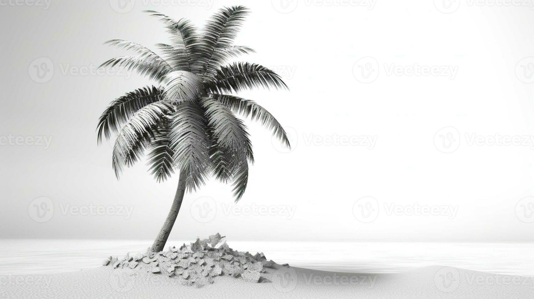 3 d render. abstract background of coconut trees. palm trees and tropical plants Generative AI, AI Generated photo