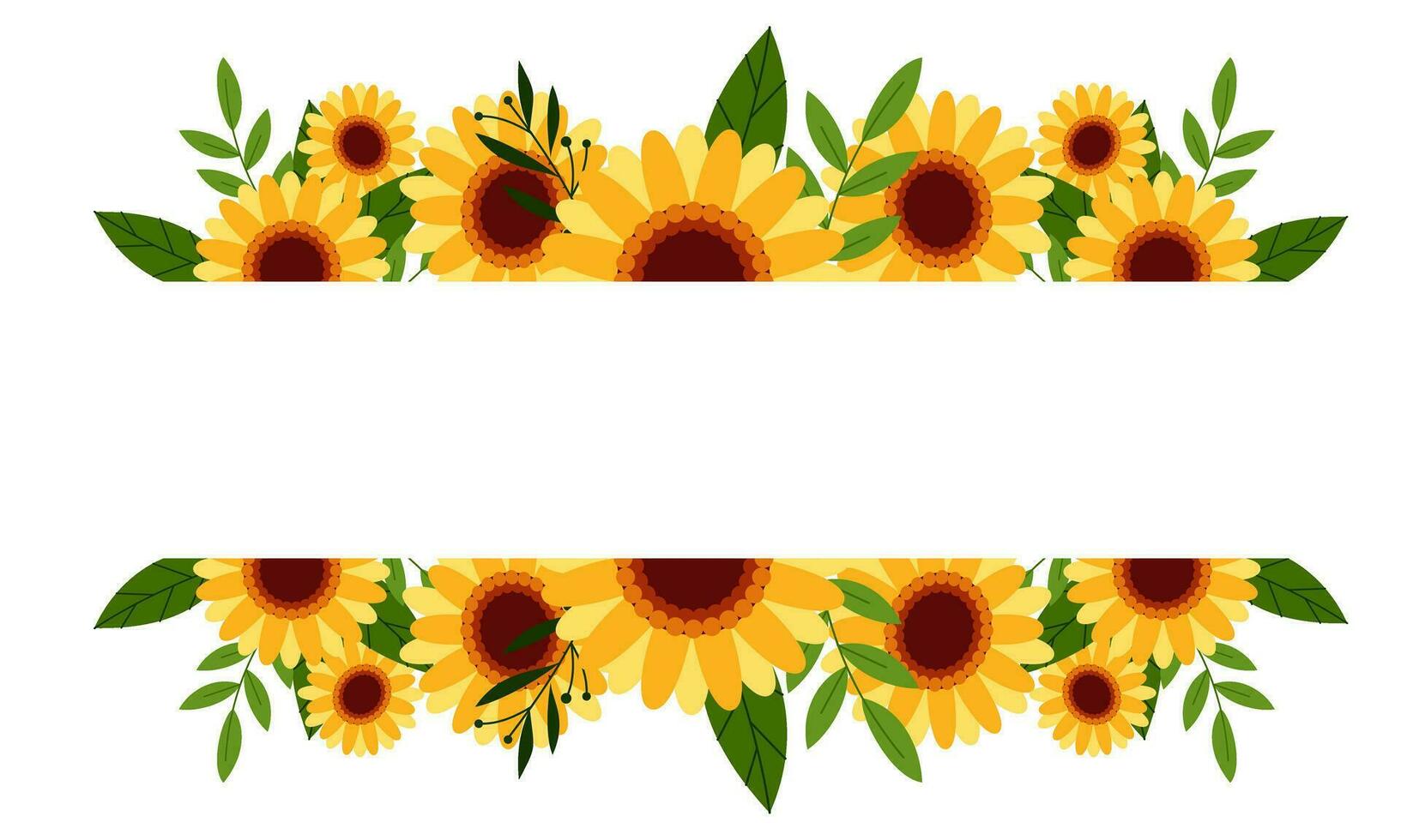 Watercolor sunflower border background vector