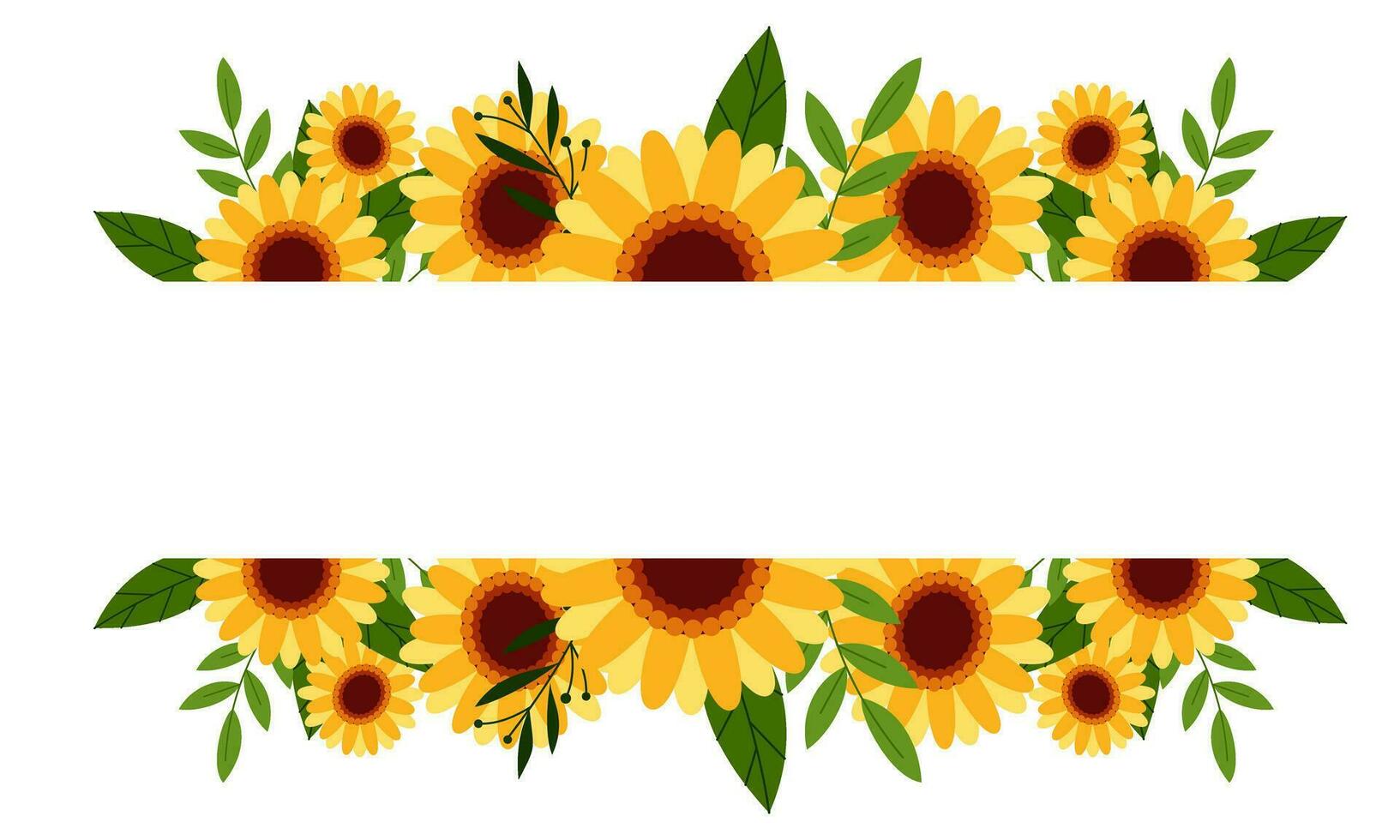 Watercolor sunflower border background vector