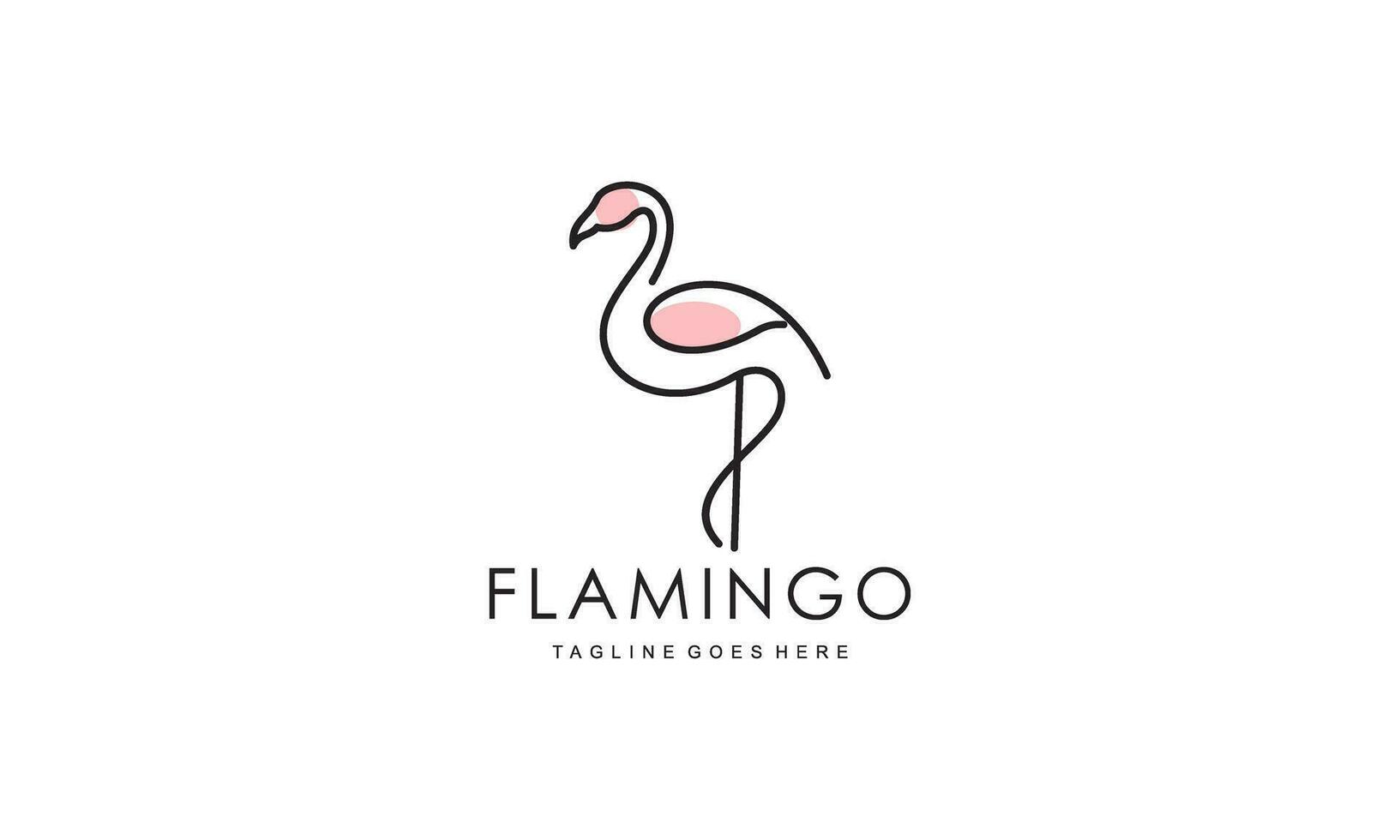 Flamingo logo concept design. Line art vector illustration