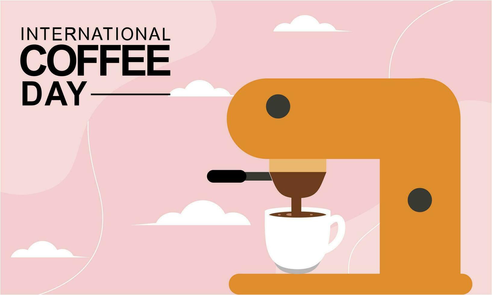 International day of coffee illustration hand drawn vector