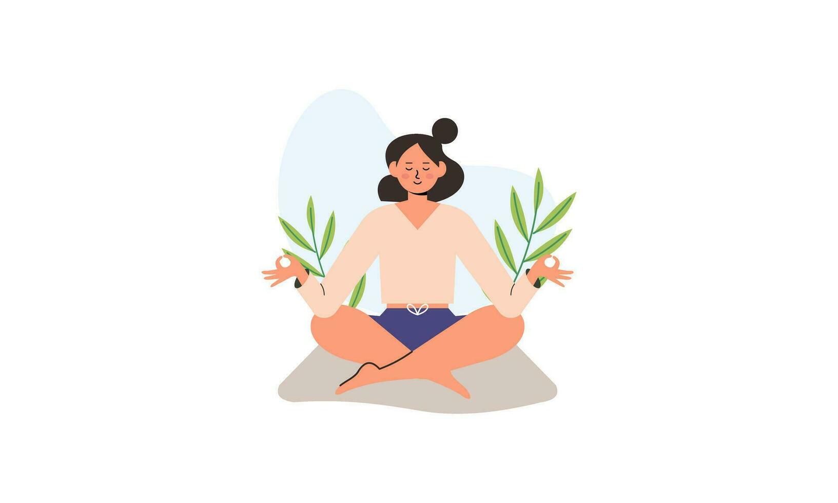 tranquilo mujer meditando al aire libre vector aislado ilustración