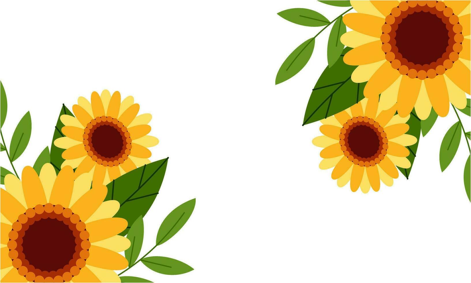 Watercolor sunflower border background vector