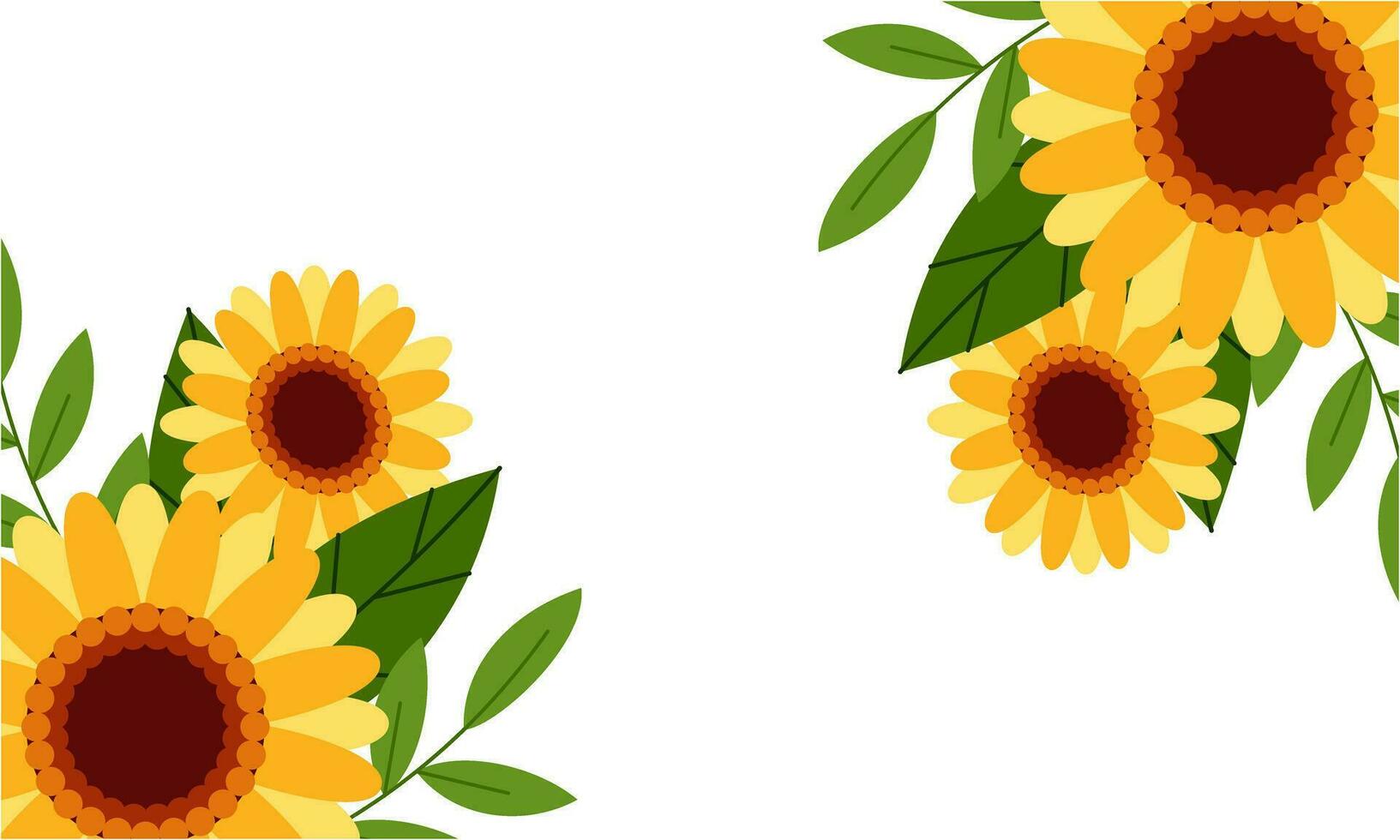 Watercolor sunflower border background vector