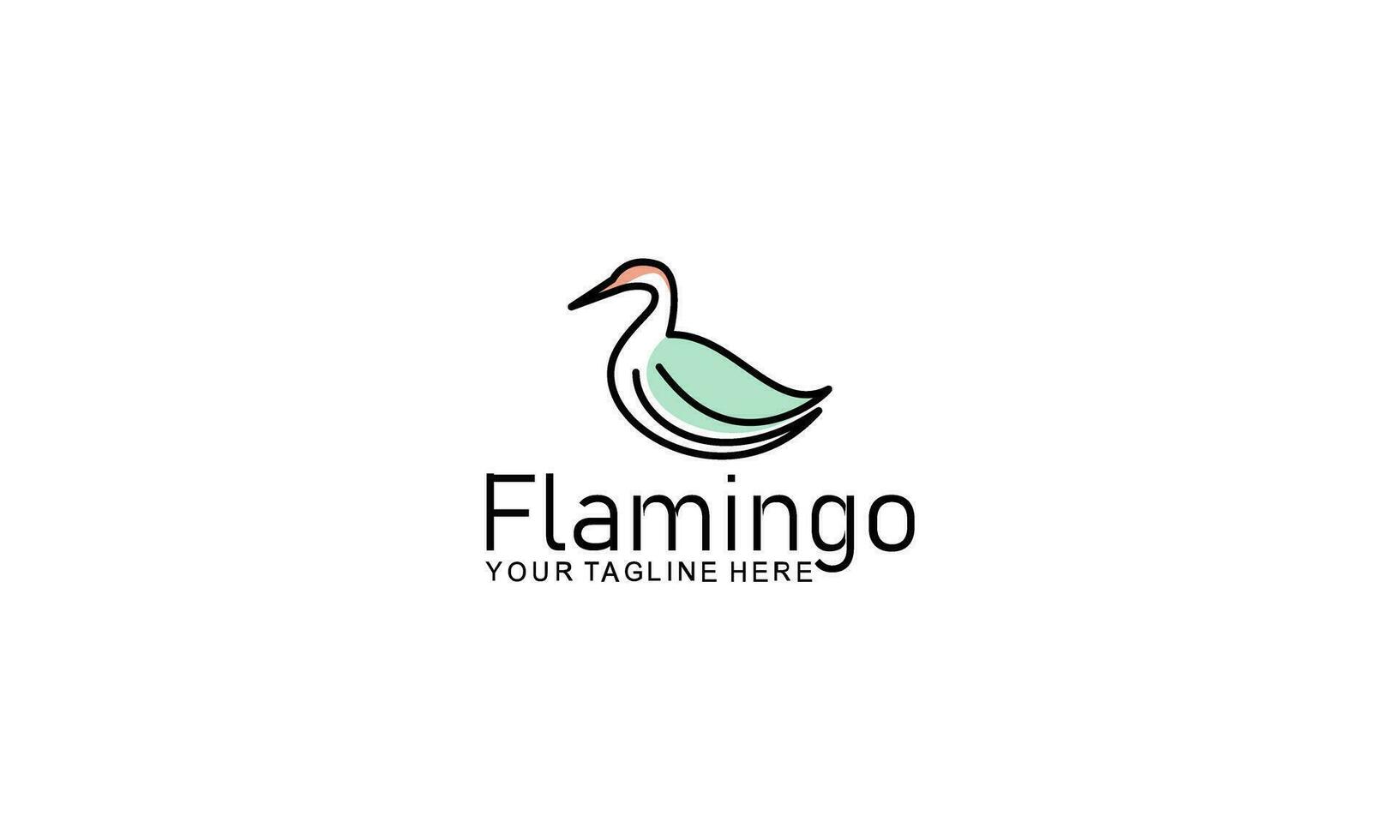 Flamingo logo concept design. Line art vector illustration