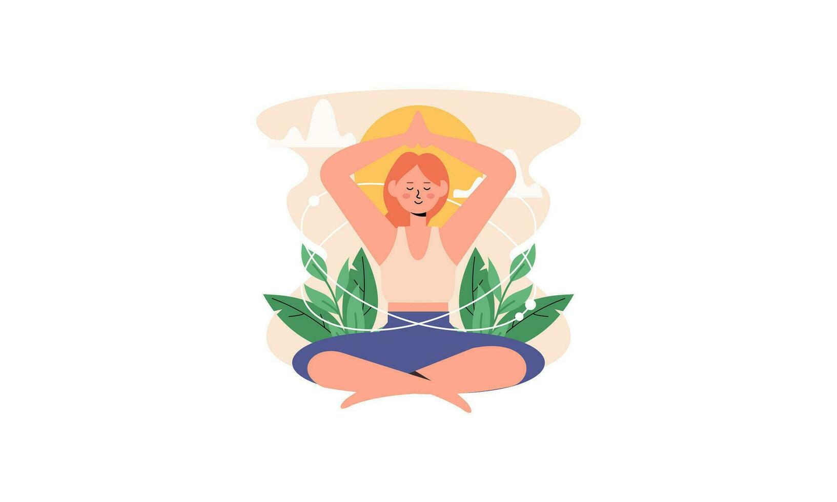 tranquilo mujer meditando al aire libre vector aislado ilustración