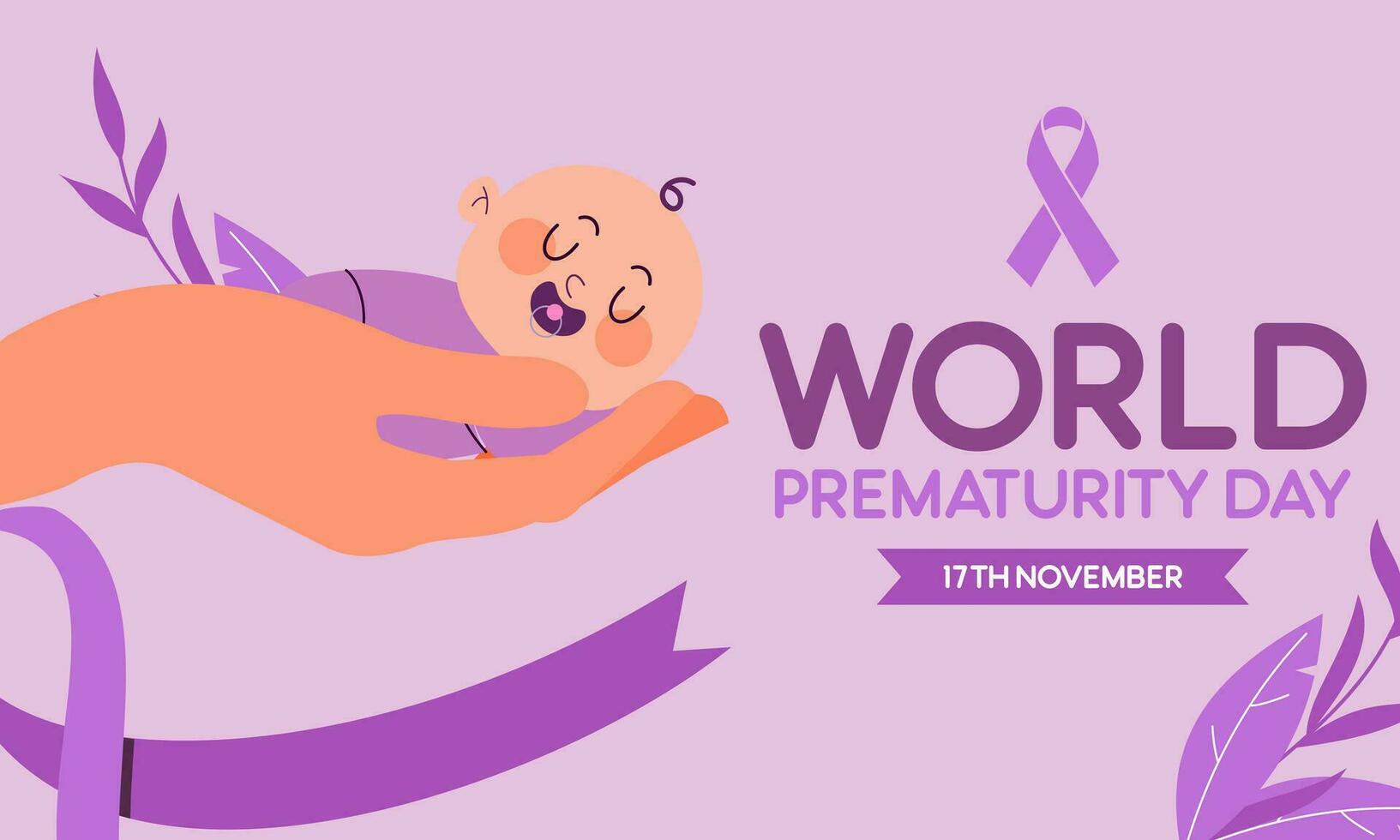 Prematurity awareness month is observed every year in November, Premature birth is when a baby is born too early illustration vector