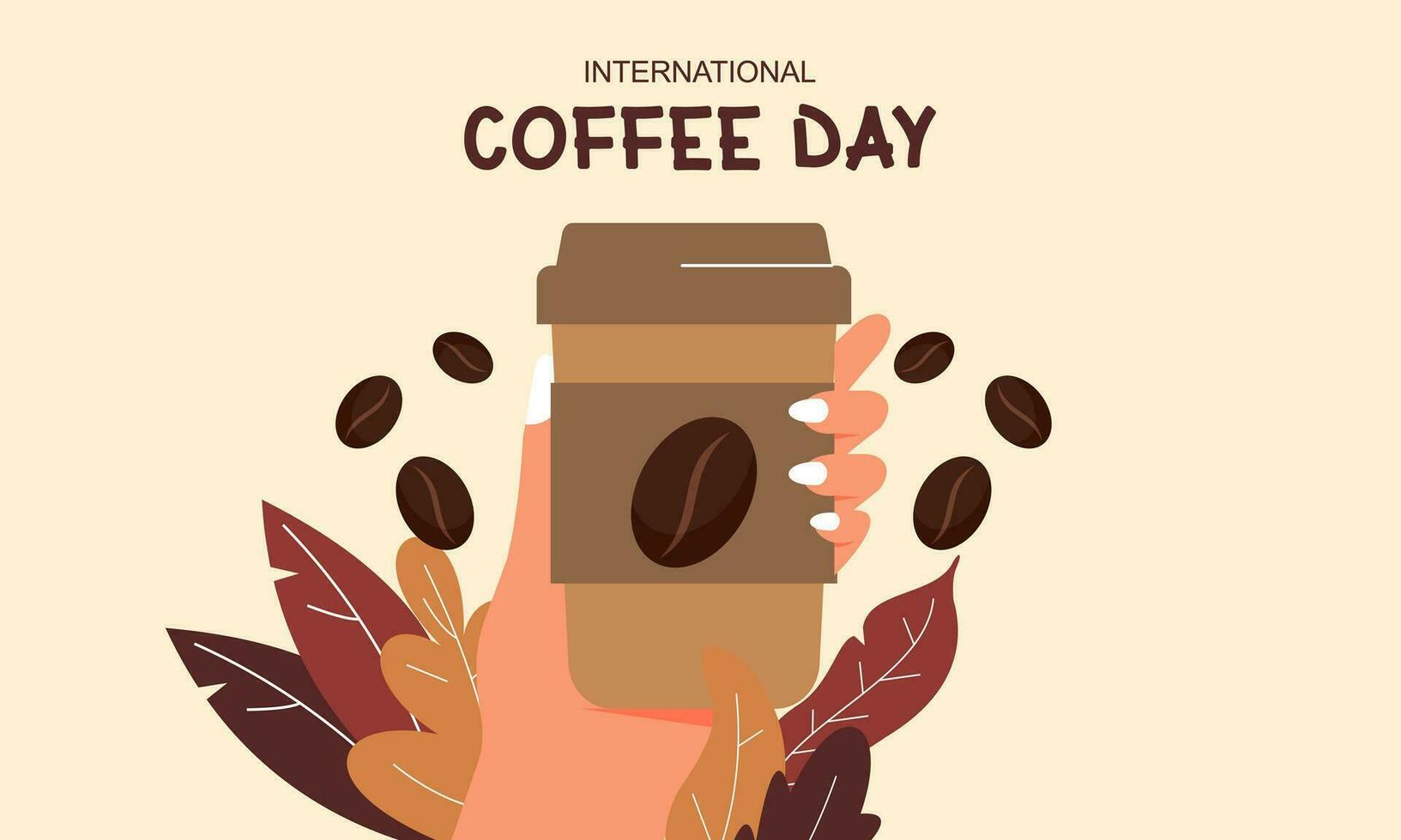 International day of coffee illustration hand drawn vector