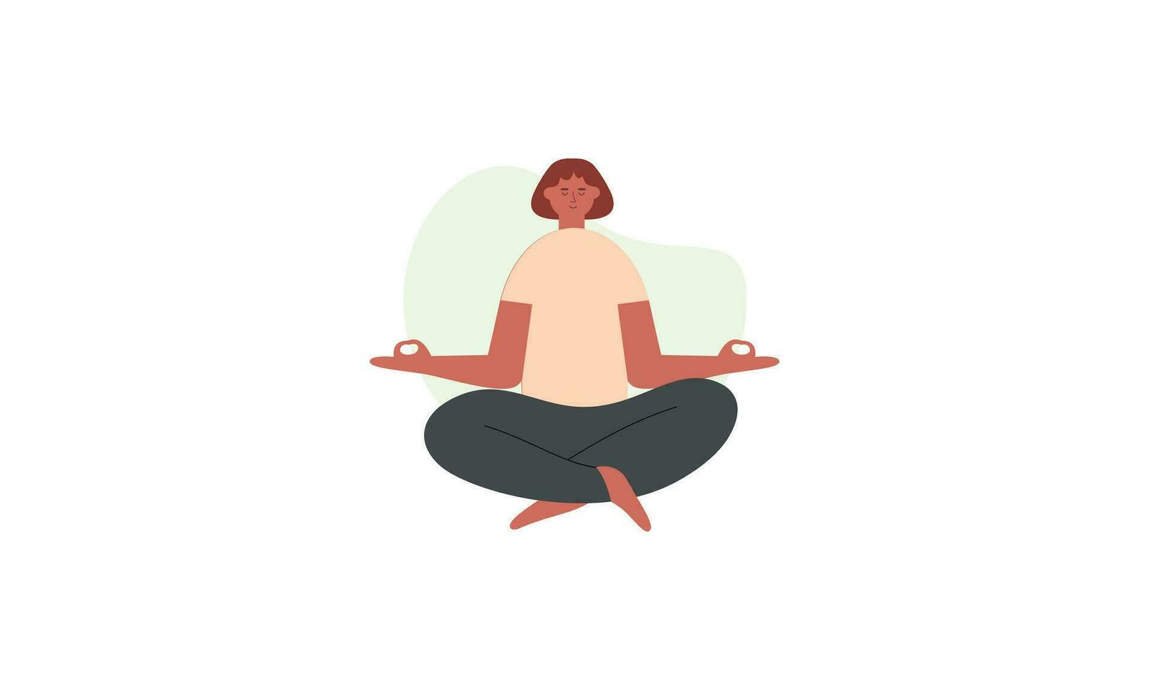 Tranquil woman meditating outdoor vector isolated illustration