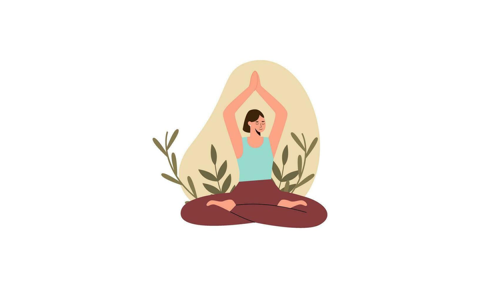 Tranquil woman meditating outdoor vector isolated illustration