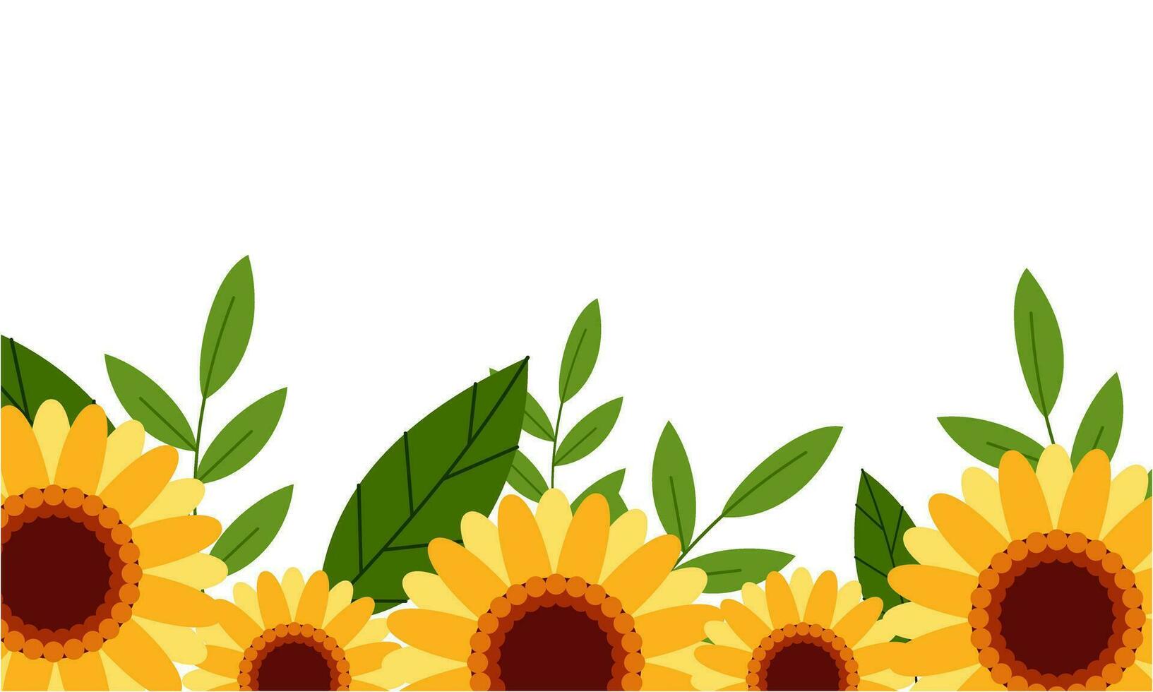 Watercolor sunflower border background vector