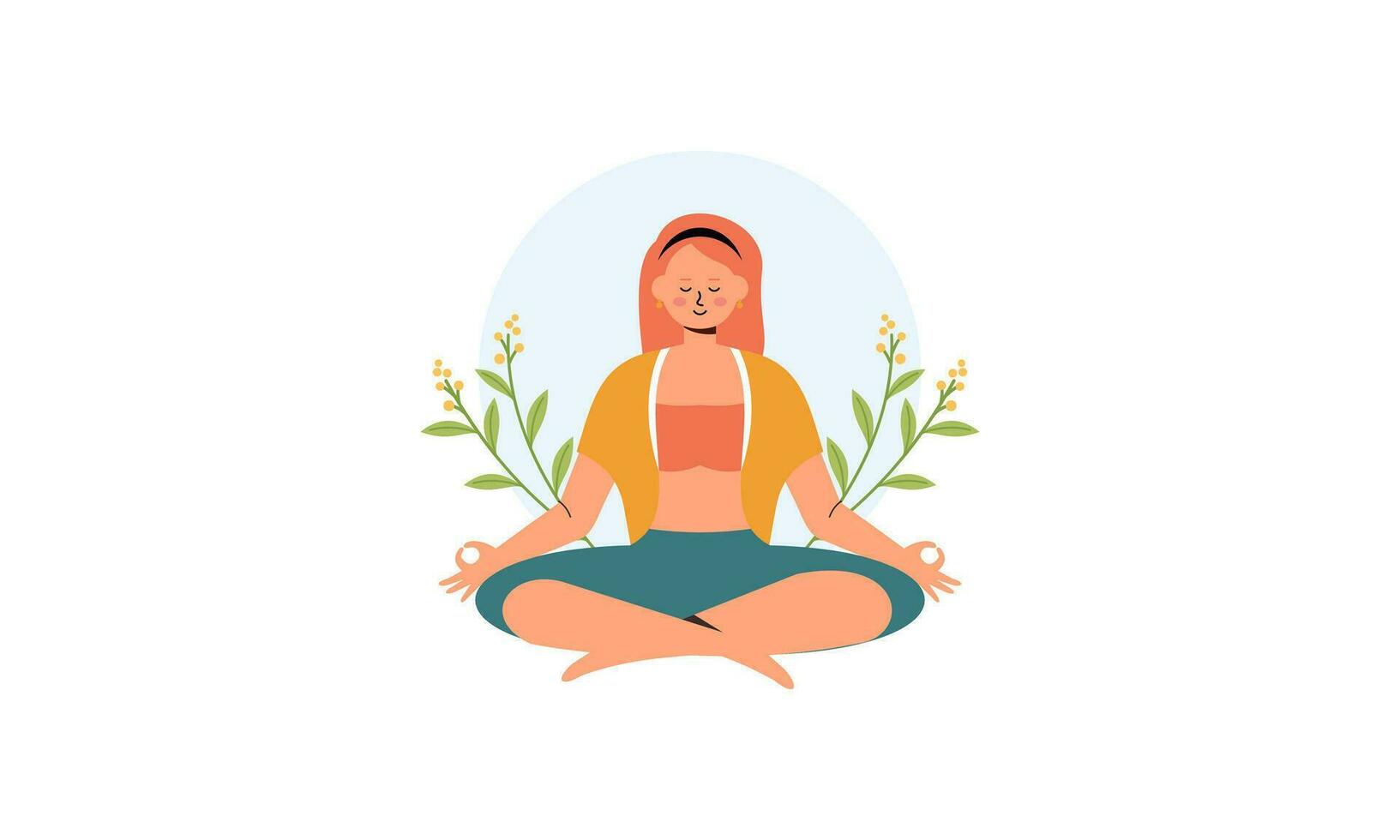 tranquilo mujer meditando al aire libre vector aislado ilustración