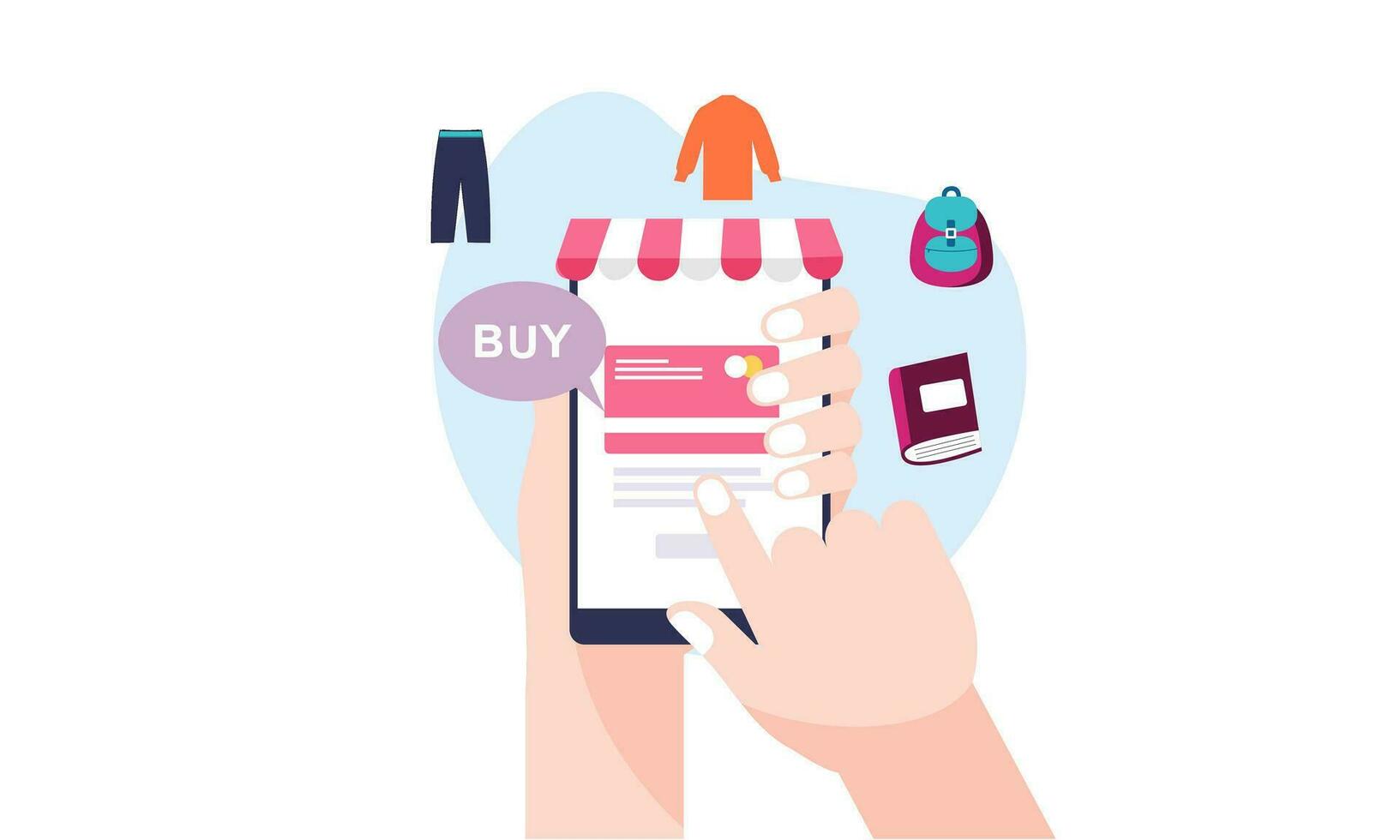 compras en línea en sitio web en móvil solicitud. digital en línea márketing concepto vector