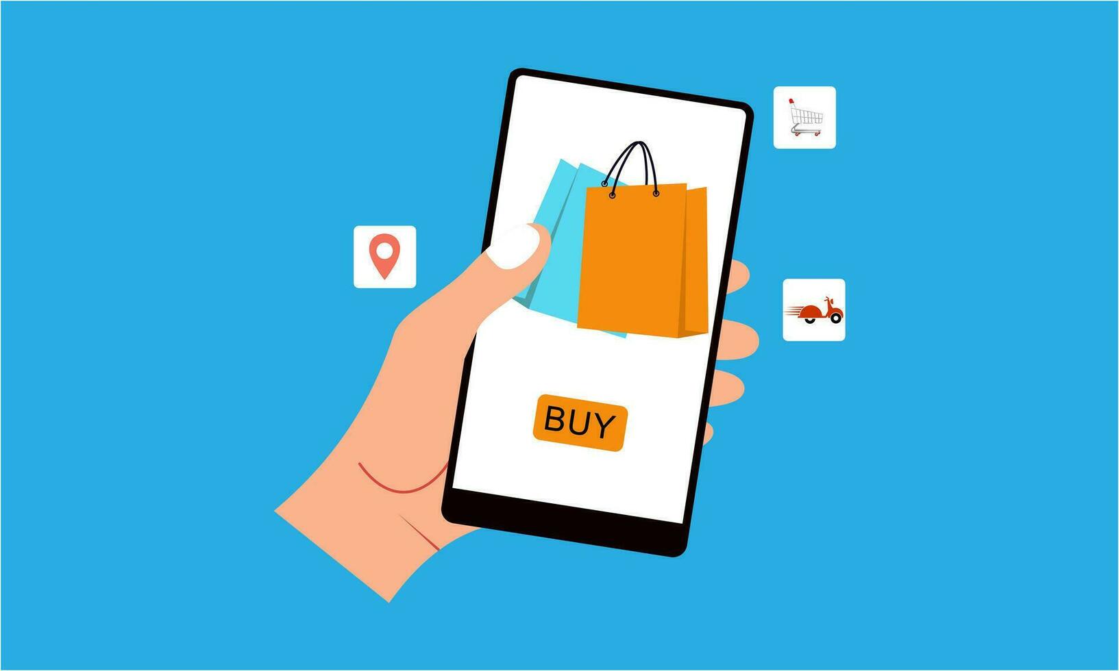 compras en línea en sitio web en móvil solicitud. digital en línea márketing concepto vector