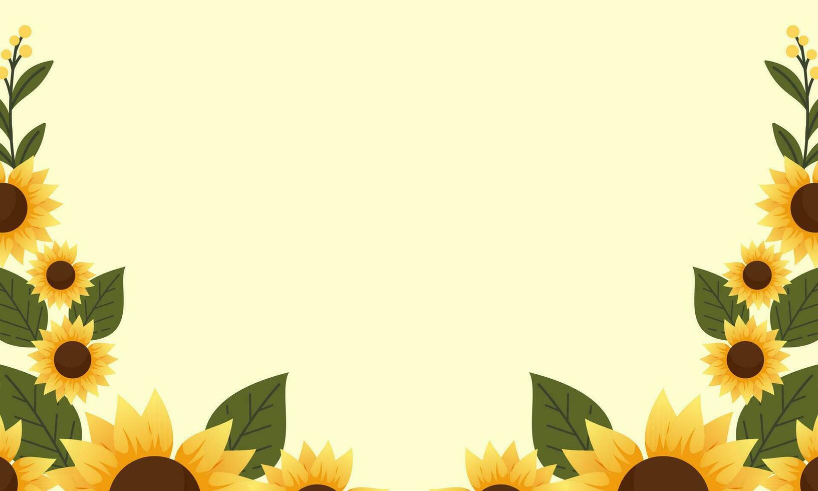 Watercolor sunflower border background vector