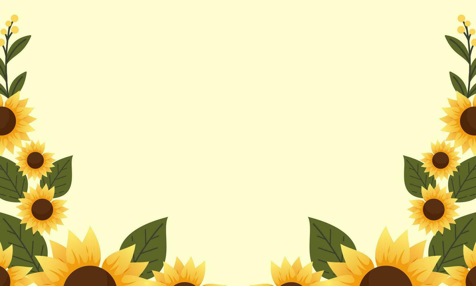 Watercolor sunflower border background vector