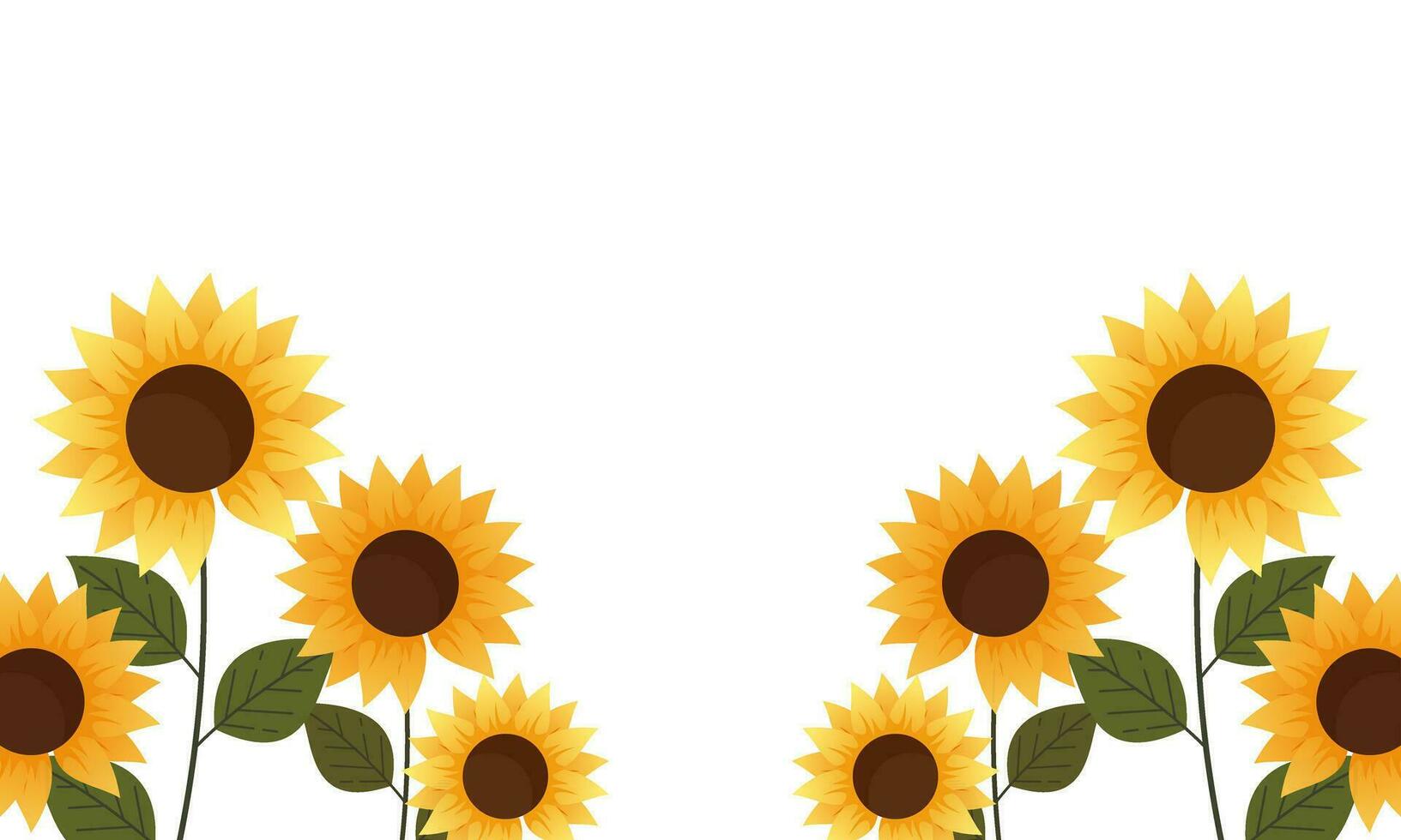 Watercolor sunflower border background vector