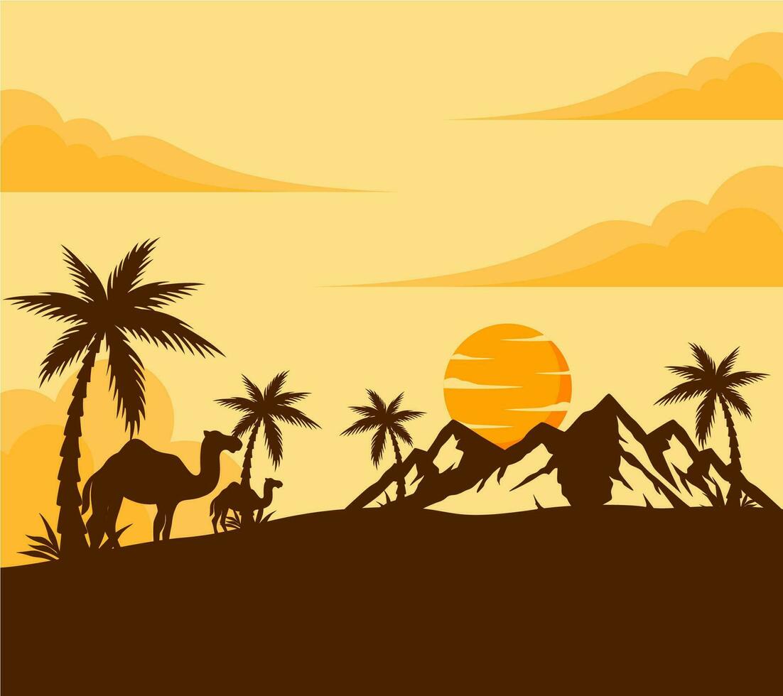 camel vector silhouette summer backgrond