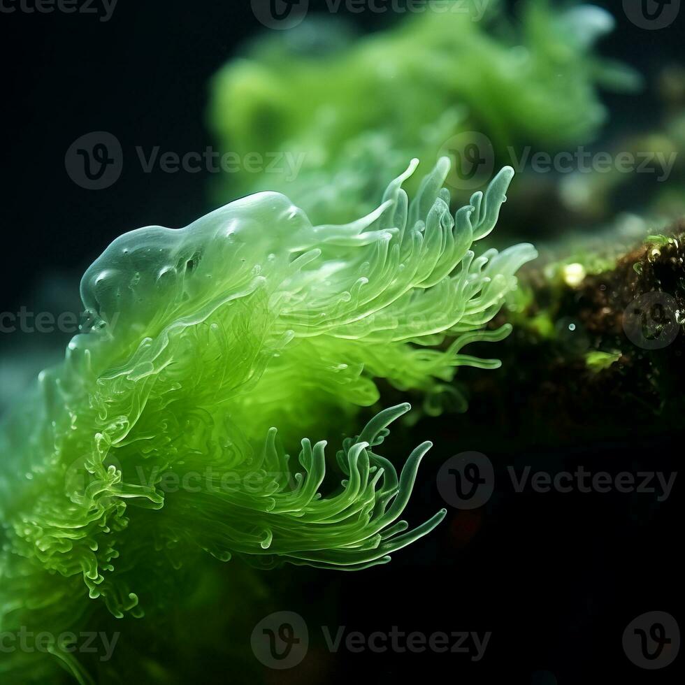 Algae on rocky surface photo