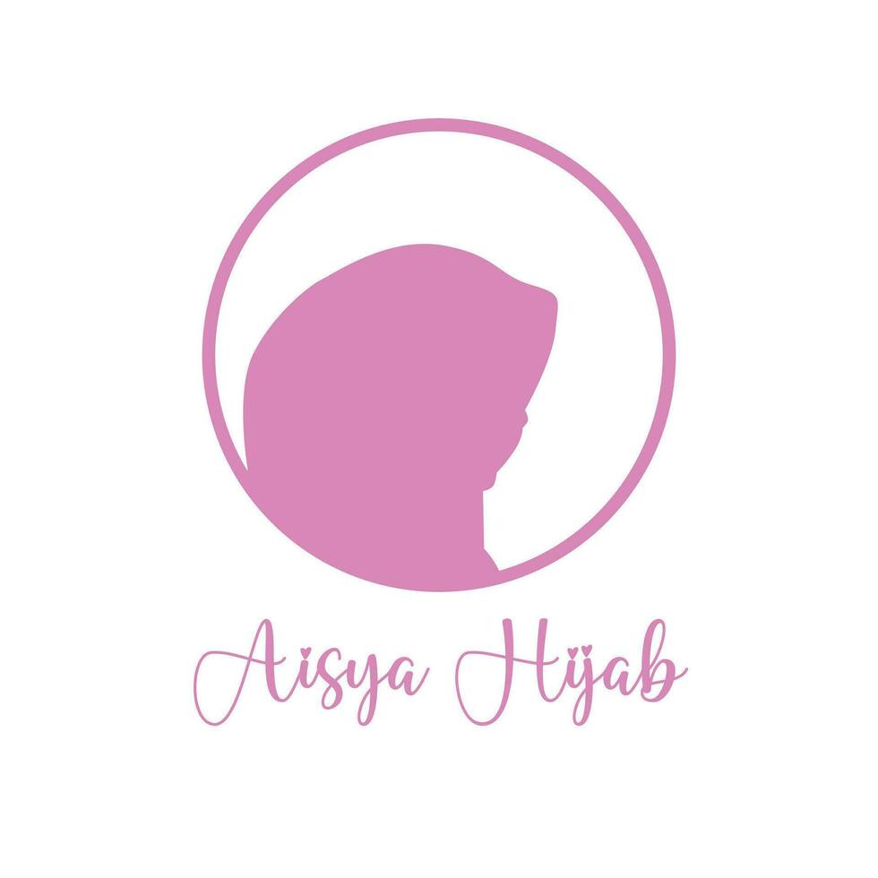 aisya hijab logo. hijab logo pink silhouette in circle vector