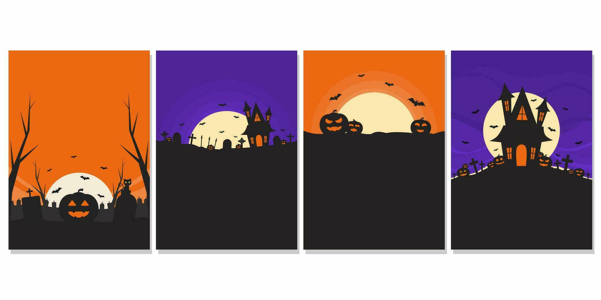 set of halloween poster template with copy space for text on white background suitable for halloween event invitation or greeting vector