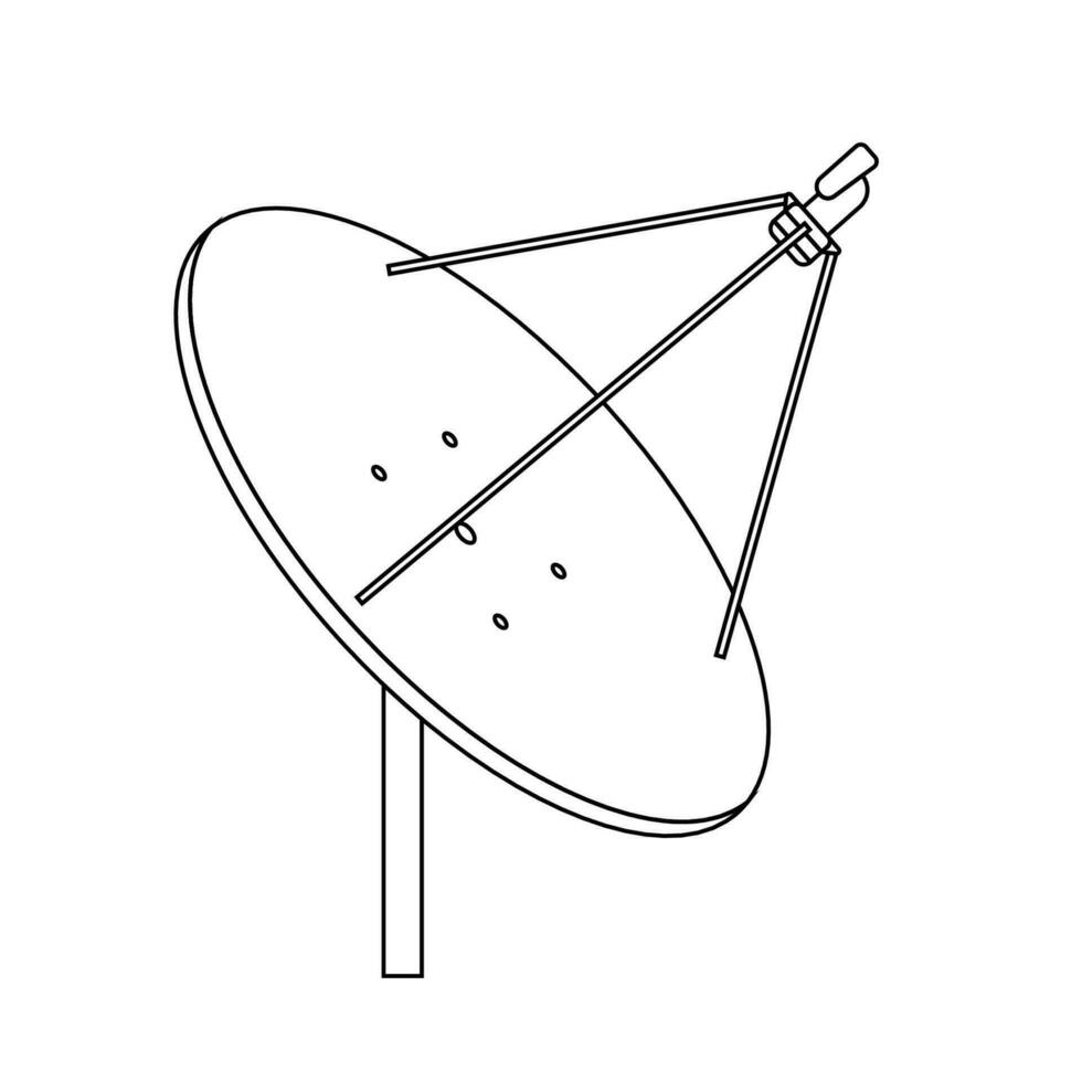 Parabolic Antenna Outline Icon Illustration on White Background vector