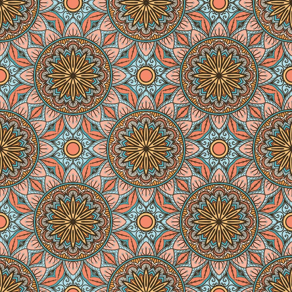 Ethnic Floral Mandala Seamless Pattern vector