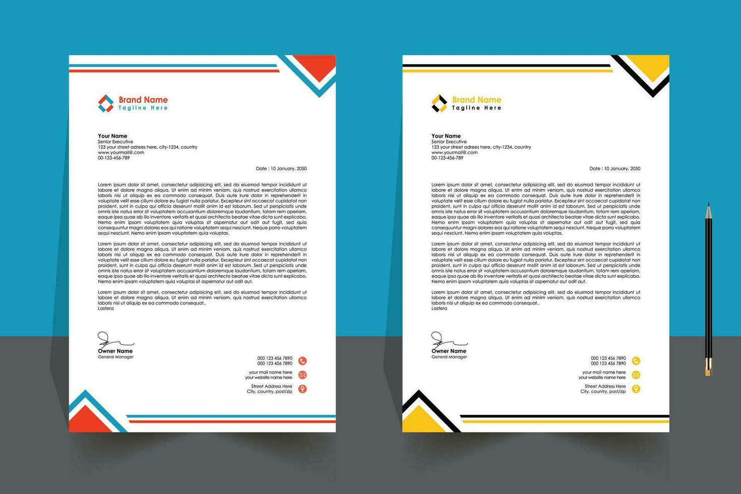 modern business and corporate letterhead design template print-ready Free Vector