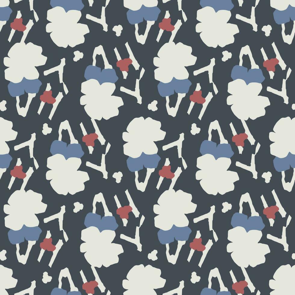 Vector cute rounded flower illustration seamless repeat pattern digital artwork